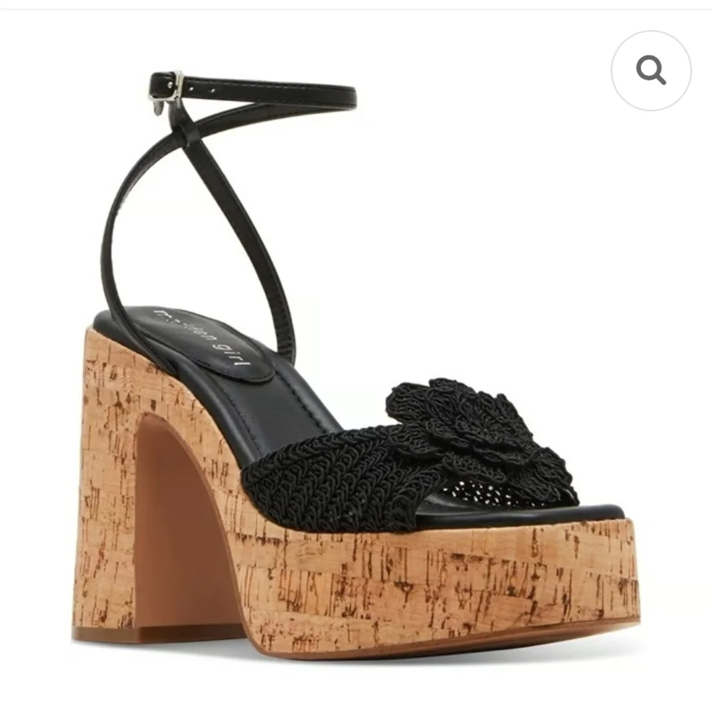 Black Floral Platform Sandals